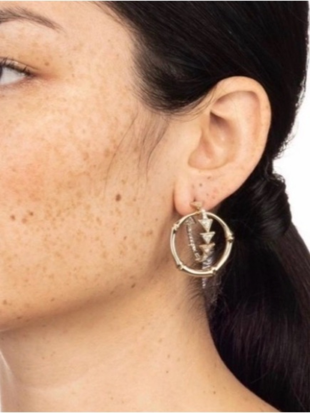 NEW ALEXIS BITTAR Bamboo Crystal Double Hoop Earrings MY10